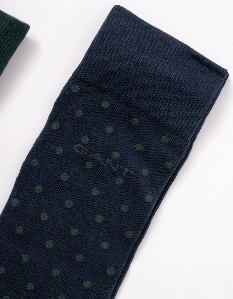 GANT Mens Dot And Rib 2-Pack Sock Gift Box - 433 Evening Blue