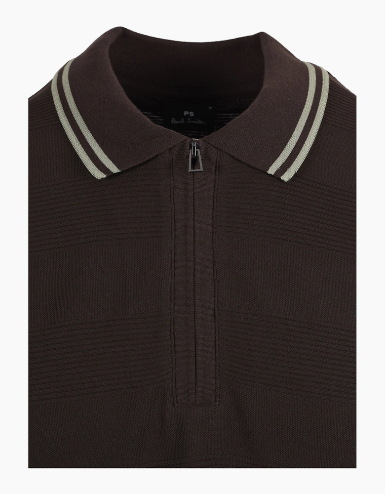 PAUL SMITH REG FIT ZIP POLO BROWN