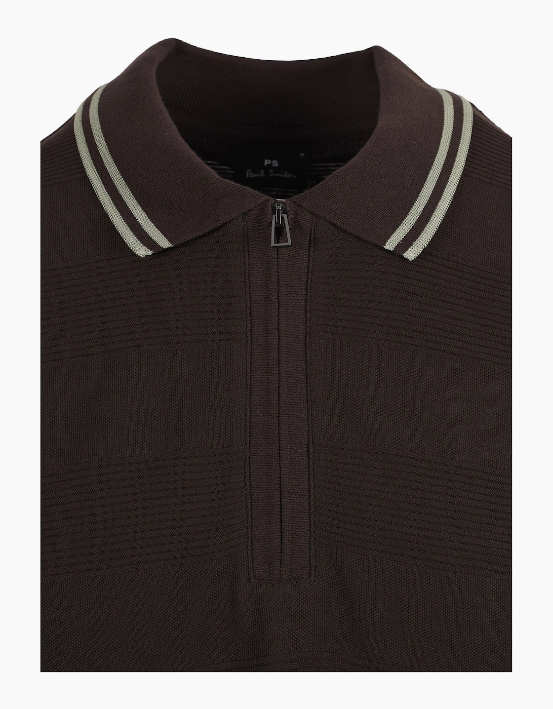 PAUL SMITH REG FIT ZIP POLO BROWN