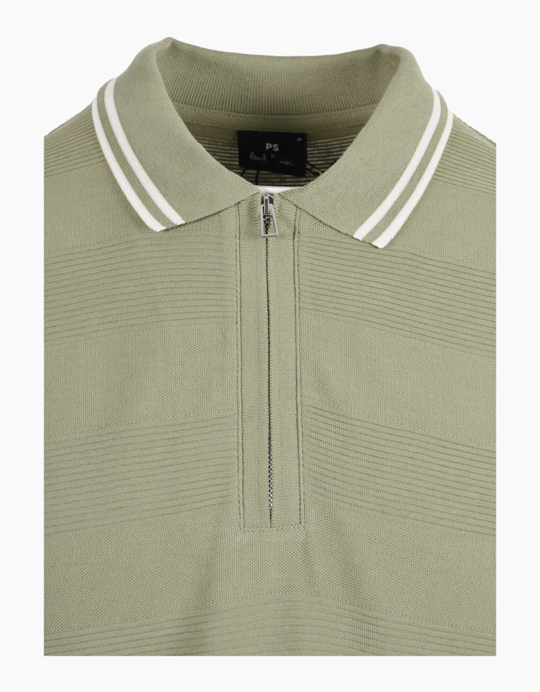 PAUL SMITH REG FIT ZIP POLO GREEN
