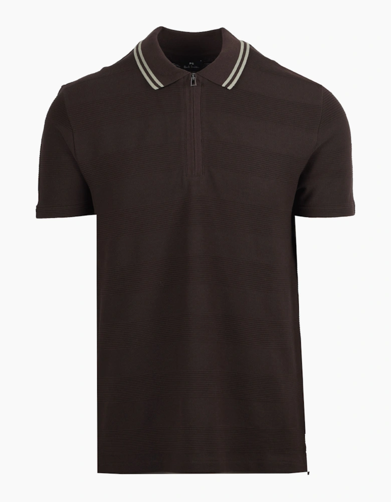 PAUL SMITH REG FIT ZIP POLO BROWN