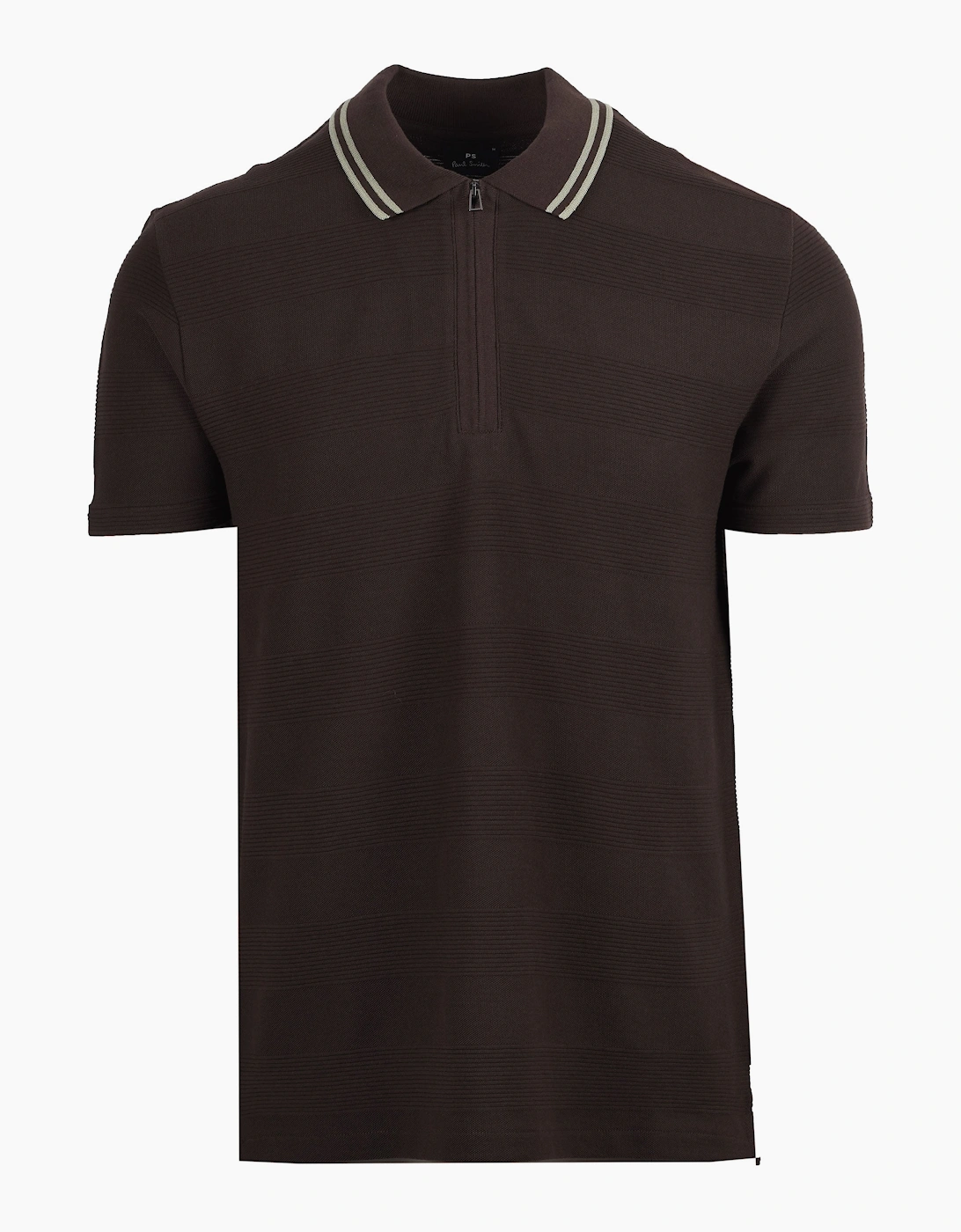 PAUL SMITH REG FIT ZIP POLO BROWN