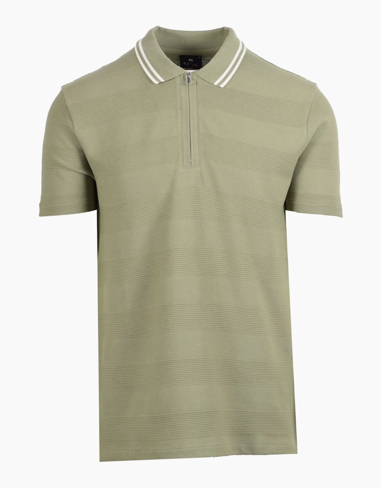 PAUL SMITH REG FIT ZIP POLO GREEN