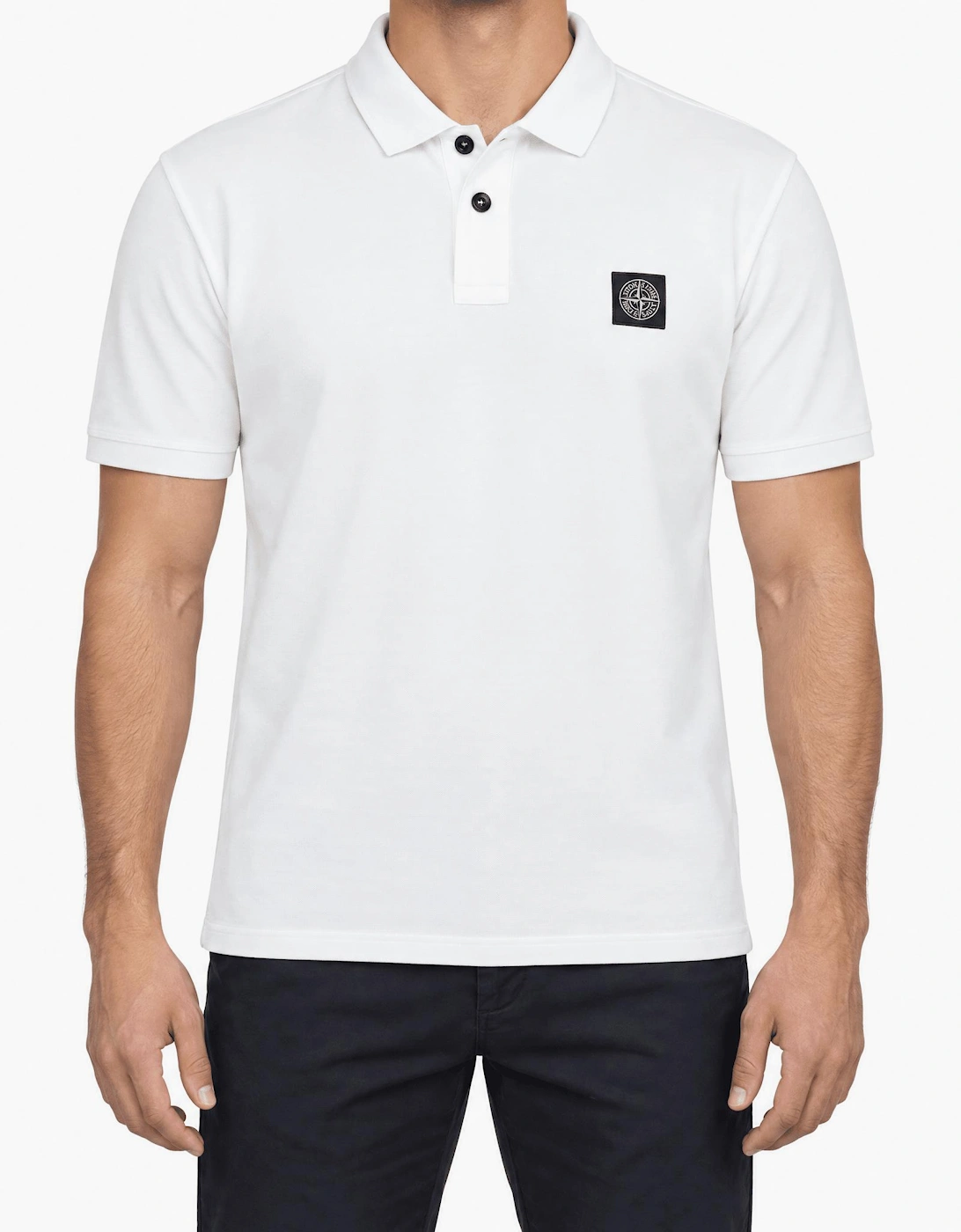Stone Island Compass Badge Polo T-Shirt Slim Fit White