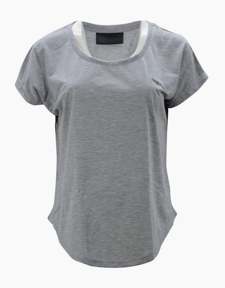 BAA 16 Womens Oversized T Shirt Cami Stretchy Plain Grey Vest Gym Workout Blouse