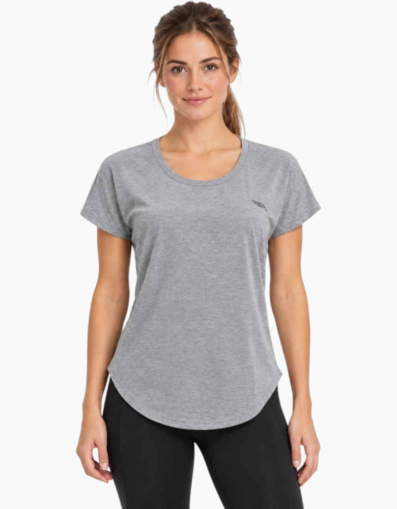 BAA 16 Womens Oversized T Shirt Cami Stretchy Plain Grey Vest Gym Workout Blouse