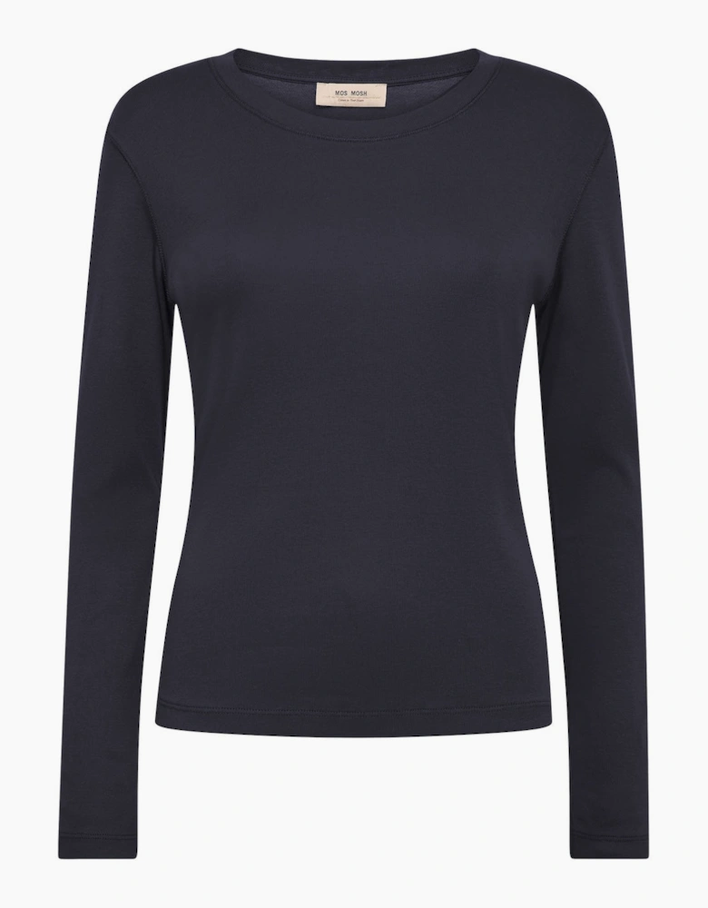 Mali o neck long sleeve tee in salute navy