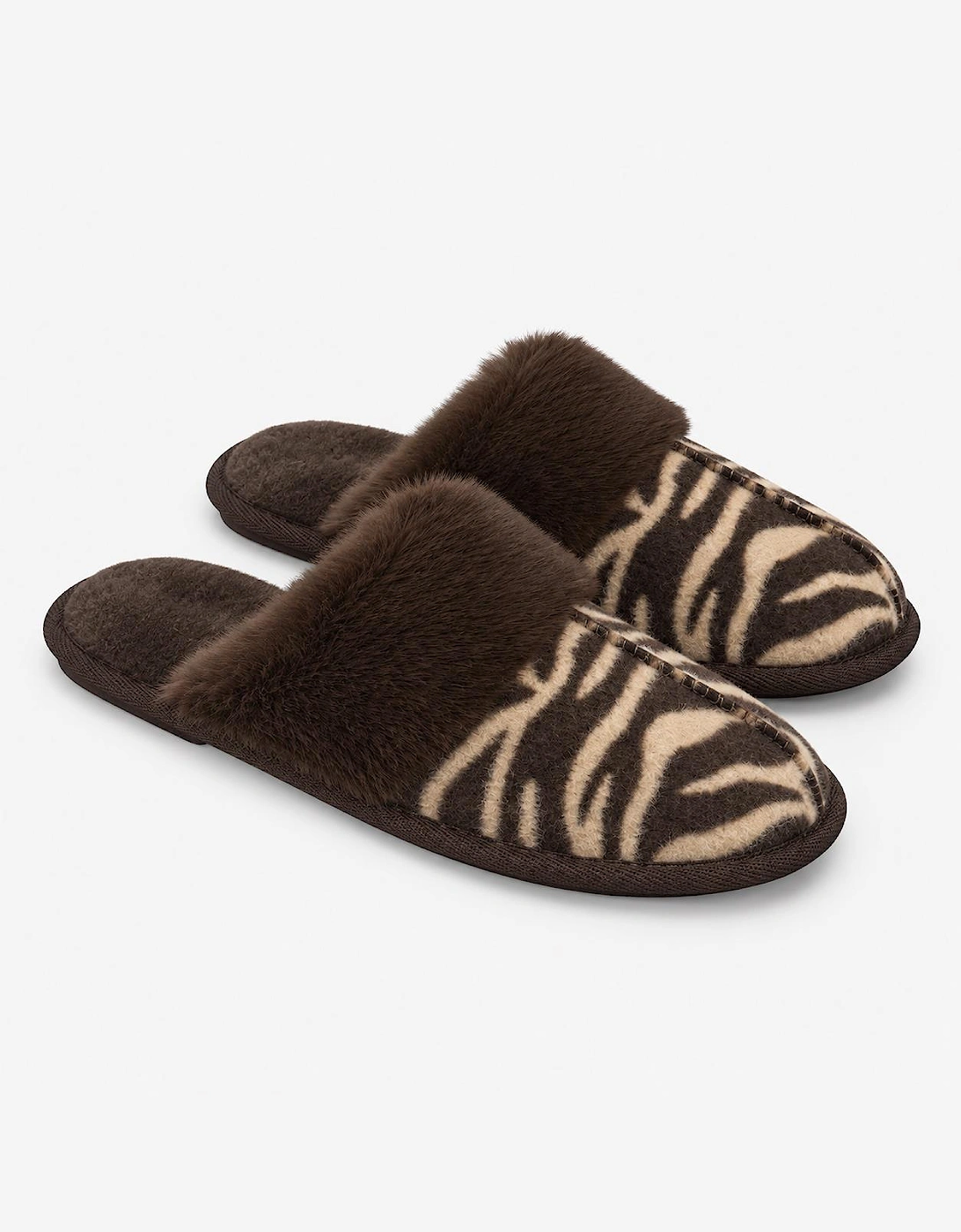 Totes Isotoner ANIMAL PRINT MULE SLIPPER Womens Mules Brown
