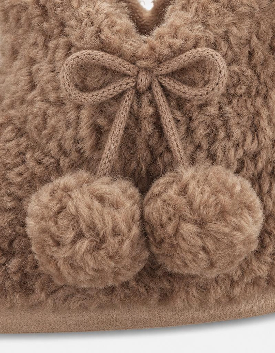 Totes Toasties TEXTURED FUR BOOTIE WITH POM POM Womens Slipper Boots Brown