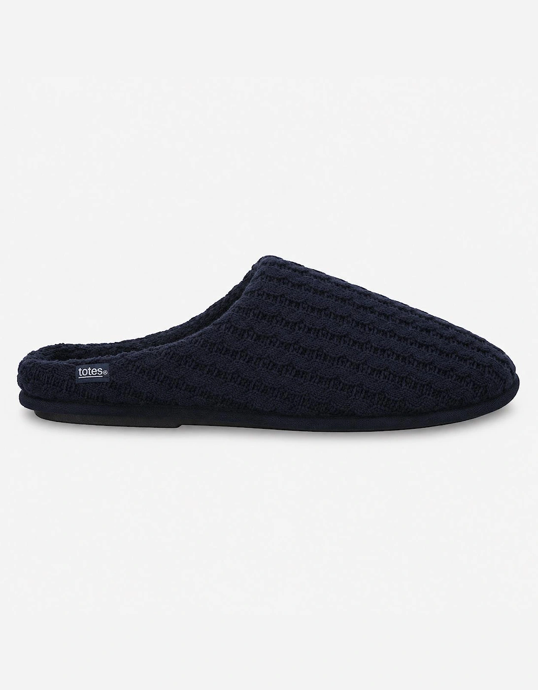 Totes Toasties KNITTED MULE SLIPPERS Mens Mules Navy