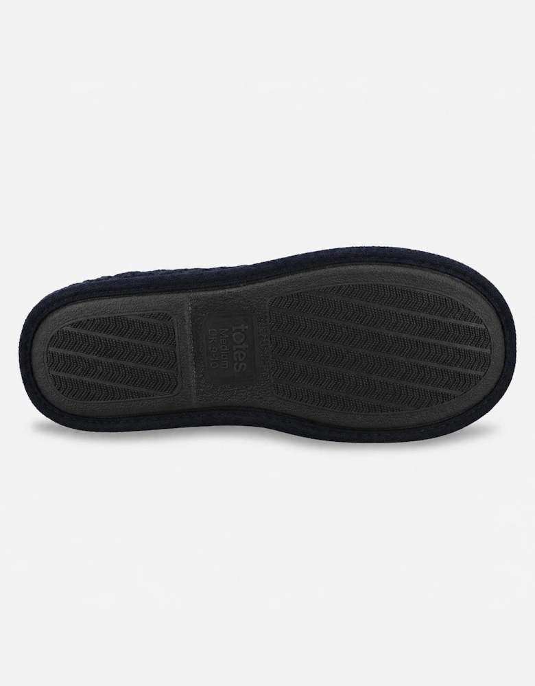 Totes Toasties KNITTED MULE SLIPPERS Mens Mules Navy