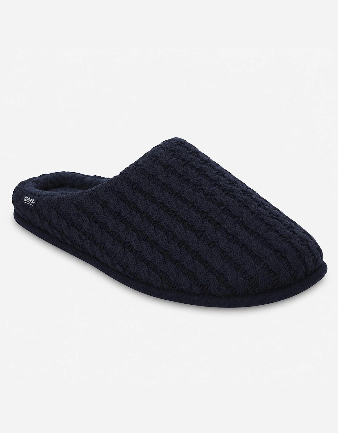 Totes Toasties KNITTED MULE SLIPPERS Mens Mules Navy