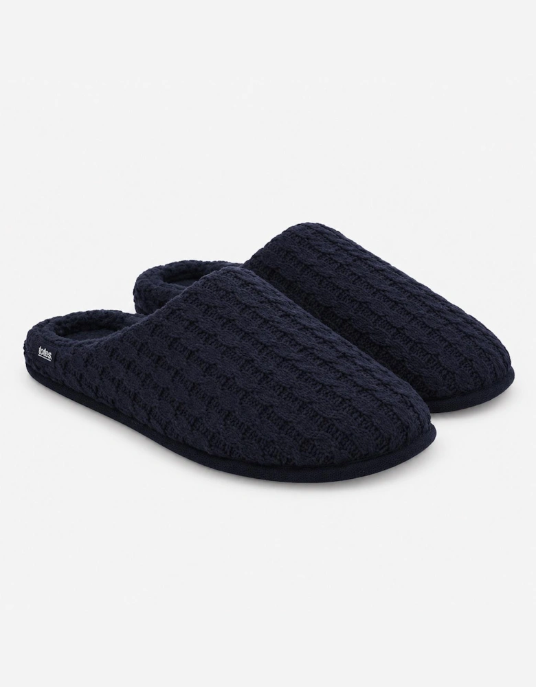 Totes Toasties KNITTED MULE SLIPPERS Mens Mules Navy