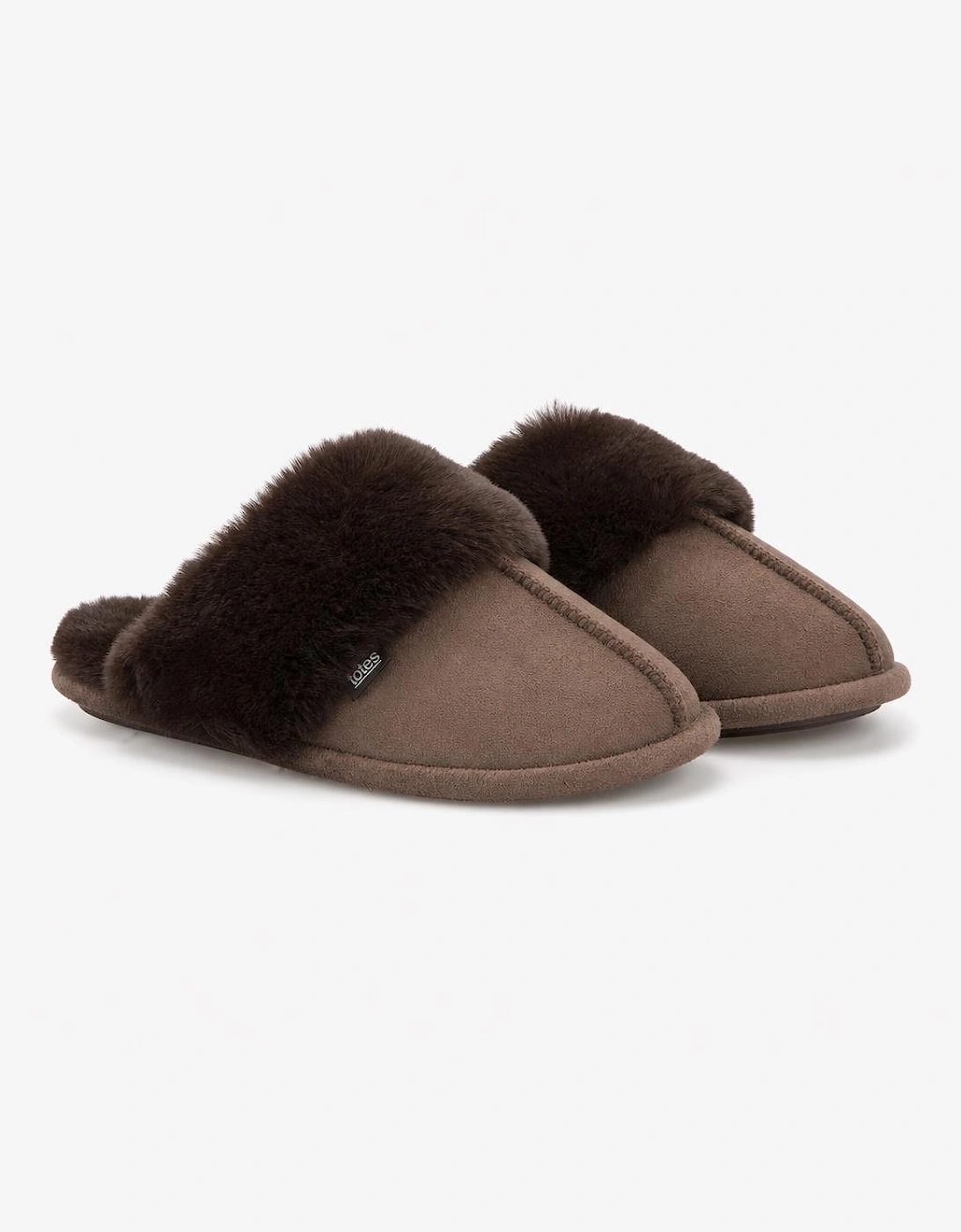Totes Toasties VELOUR MULE SLIPPERS Womens Mules Chocolate