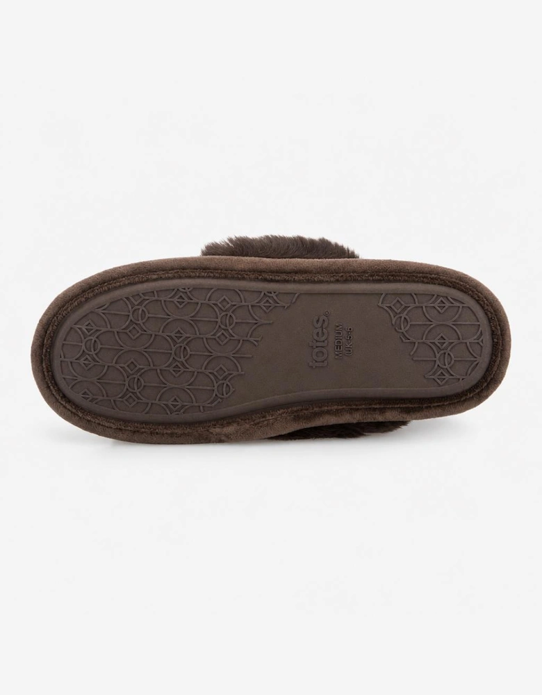 Totes Toasties VELOUR MULE SLIPPERS Womens Mules Chocolate