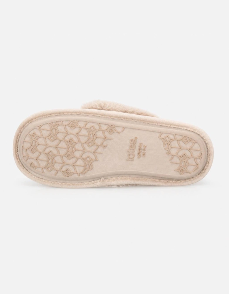 Totes Toasties VELOUR MULE SLIPPERS Womens Mules Natural