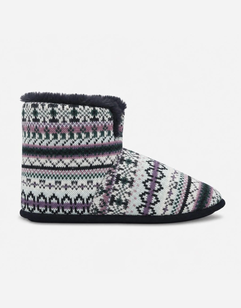 Totes Toasties FAIRISLE BOOT SLIPPER Womens Slipper Boots Navy Fairisle
