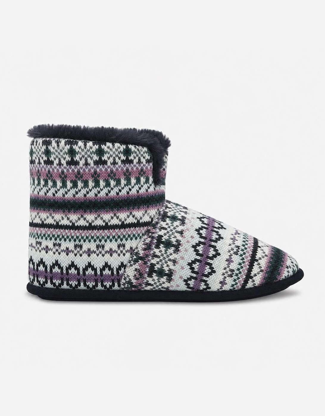 Totes Toasties FAIRISLE BOOT SLIPPER Womens Slipper Boots Navy Fairisle