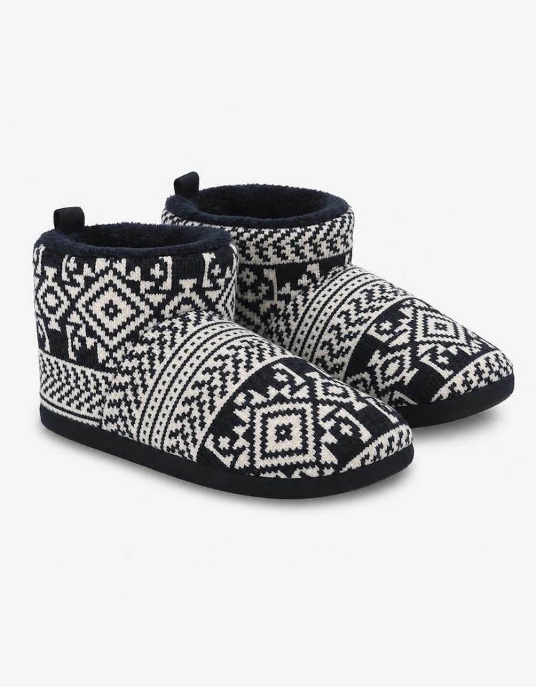 Totes Toasties FAIRISLE BOOT SLIPPER Mens Slipper Boots Navy Fairisle