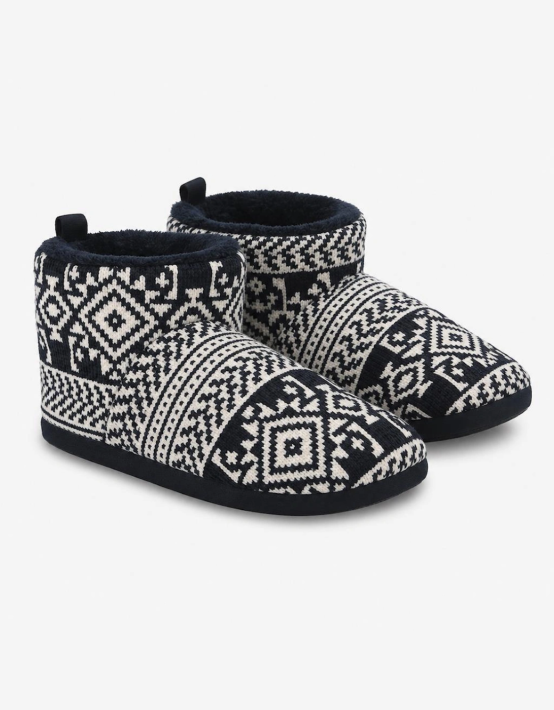 Totes Toasties FAIRISLE BOOT SLIPPER Mens Slipper Boots Navy Fairisle