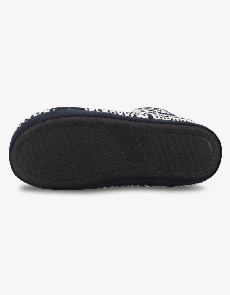 Totes Toasties FAIRISLE BOOT SLIPPER Mens Slipper Boots Navy Fairisle