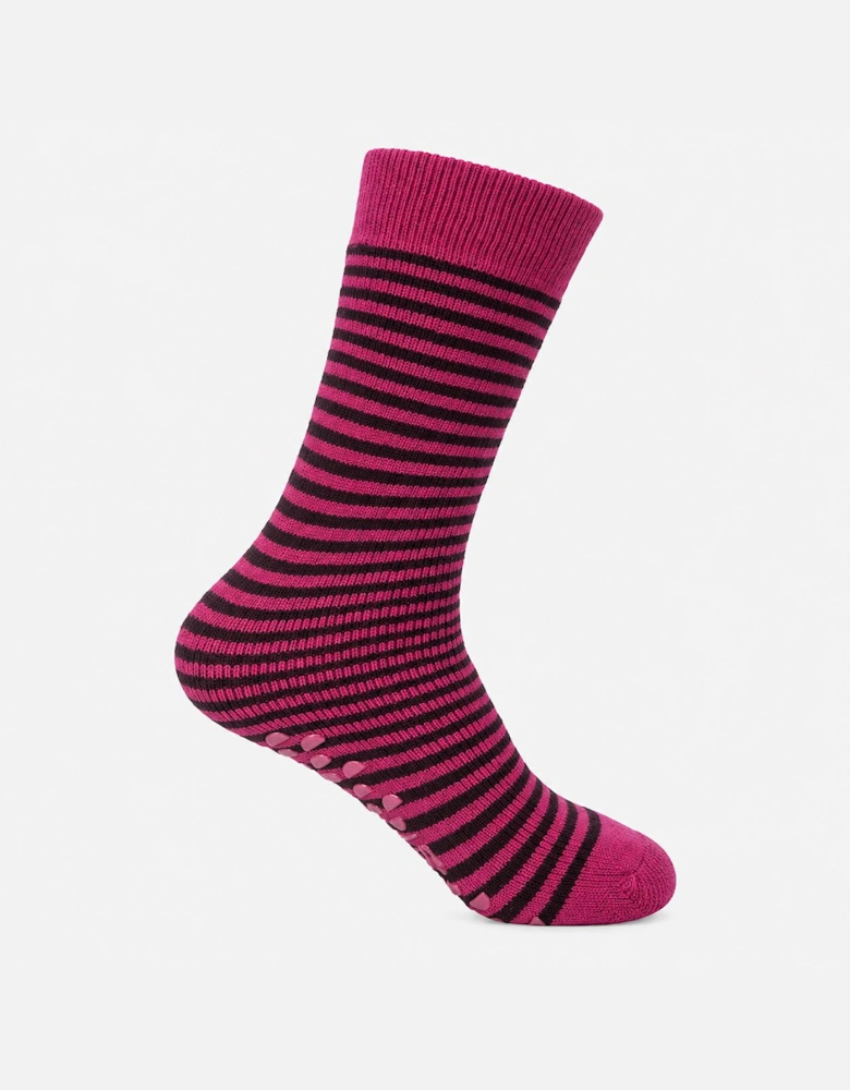 Totes Toasties THERMAL BRUSHED ORIGINAL SLIPPER SOCKS Womens Slipper Socks Berry Stripe