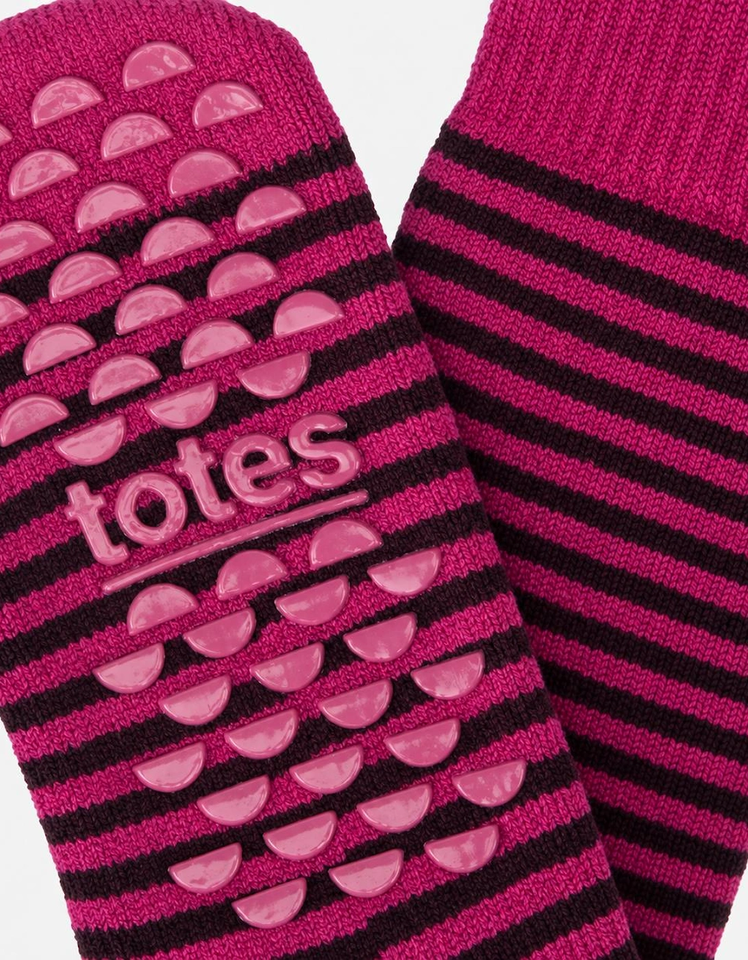 Totes Toasties THERMAL BRUSHED ORIGINAL SLIPPER SOCKS Womens Slipper Socks Berry Stripe