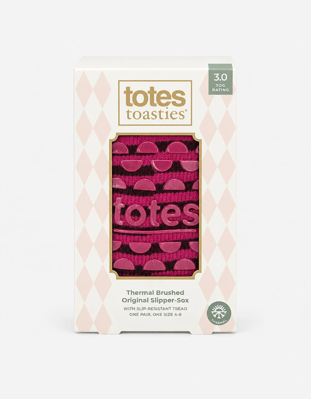 Totes Toasties THERMAL BRUSHED ORIGINAL SLIPPER SOCKS Womens Slipper Socks Berry Stripe