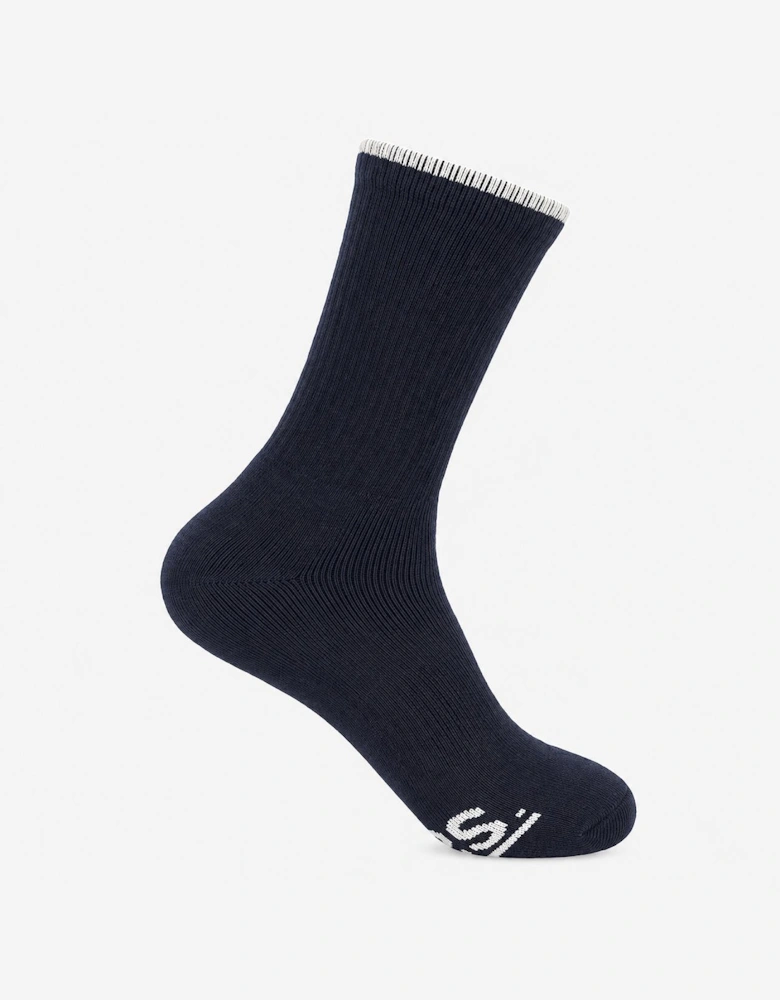 Totes Toasties TERRY SOCK WITH ARCH SUPPORT (TWIN PACK) Mens Crew Socks Grey / Navy Mix