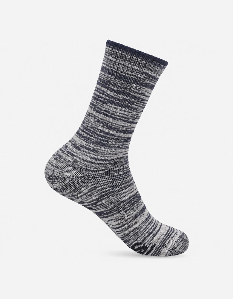 Totes Toasties TERRY SOCK WITH ARCH SUPPORT (TWIN PACK) Mens Crew Socks Grey / Navy Mix