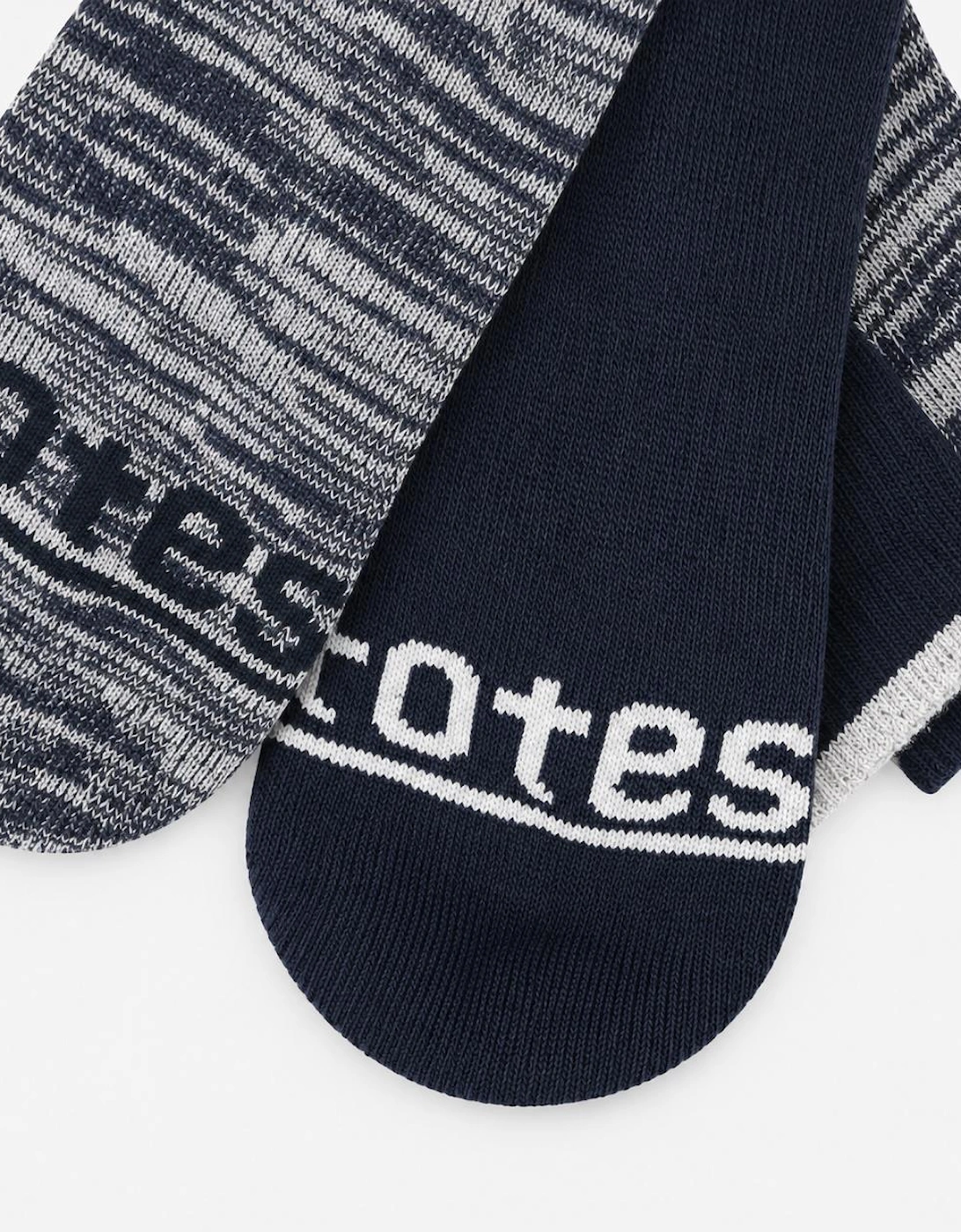 Totes Toasties TERRY SOCK WITH ARCH SUPPORT (TWIN PACK) Mens Crew Socks Grey / Navy Mix