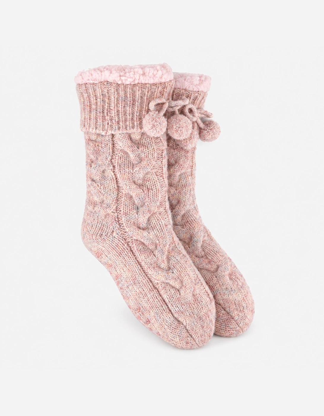 Totes Toasties PREMIUM CHUNKY KNIT SLIPPER SOCKS Womens Crew Socks Pink