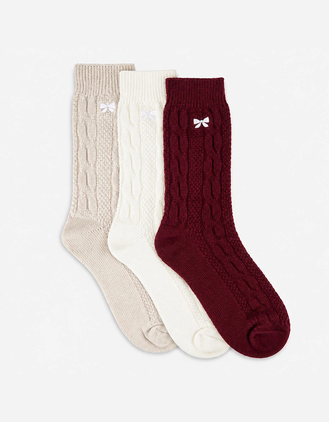 Totes Toasties SUPERSOFT ANKLE SOCKS WITH EMBROIDERY Womens Crew Socks Burgundy / Cream / Grey