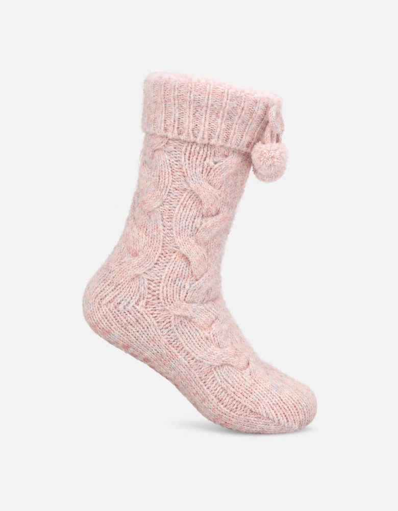 Totes Toasties PREMIUM CHUNKY KNIT SLIPPER SOCKS Womens Crew Socks Pink
