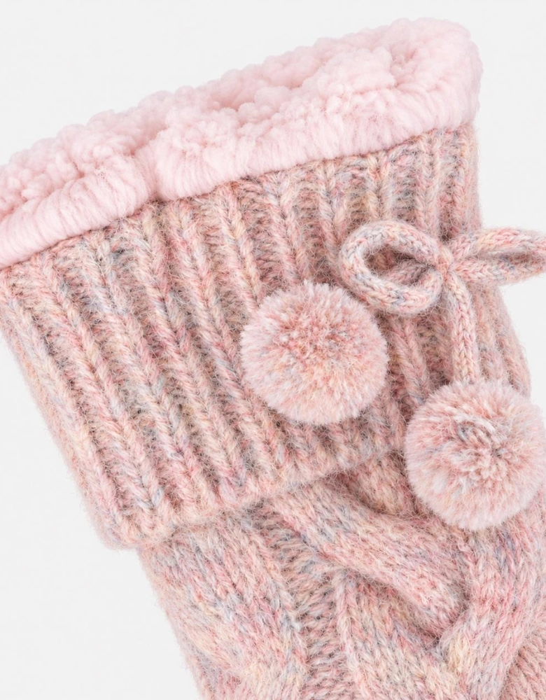 Totes Toasties PREMIUM CHUNKY KNIT SLIPPER SOCKS Womens Crew Socks Pink