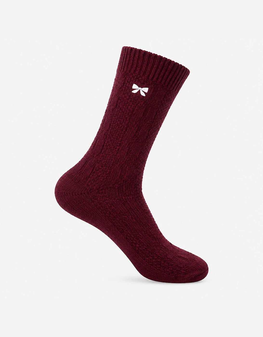 Totes Toasties SUPERSOFT ANKLE SOCKS WITH EMBROIDERY Womens Crew Socks Burgundy / Cream / Grey
