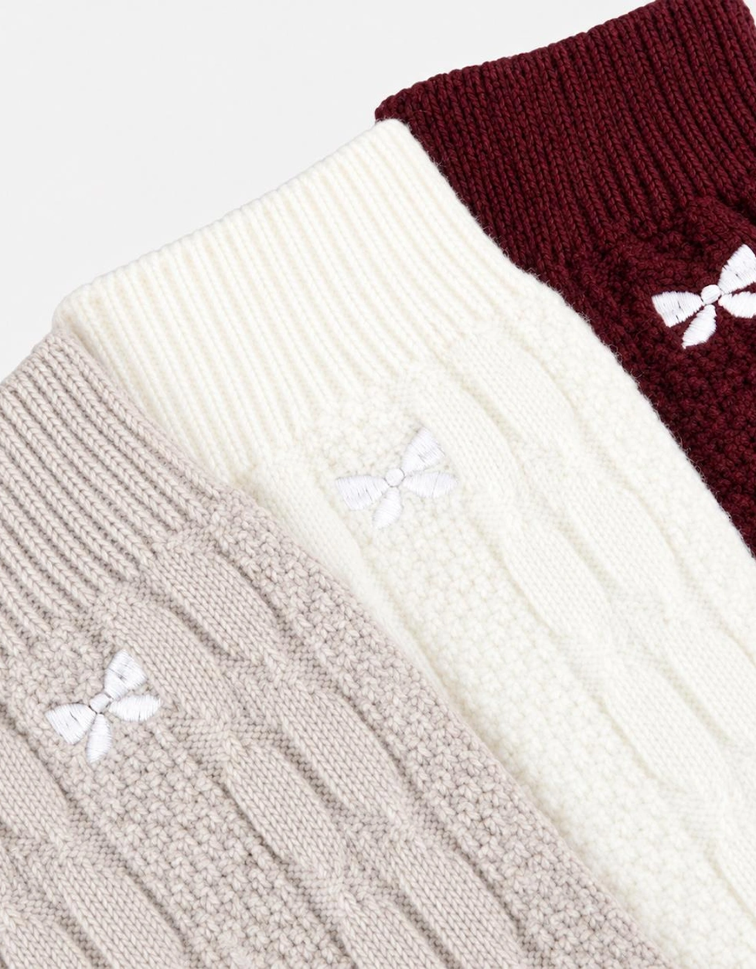Totes Toasties SUPERSOFT ANKLE SOCKS WITH EMBROIDERY Womens Crew Socks Burgundy / Cream / Grey