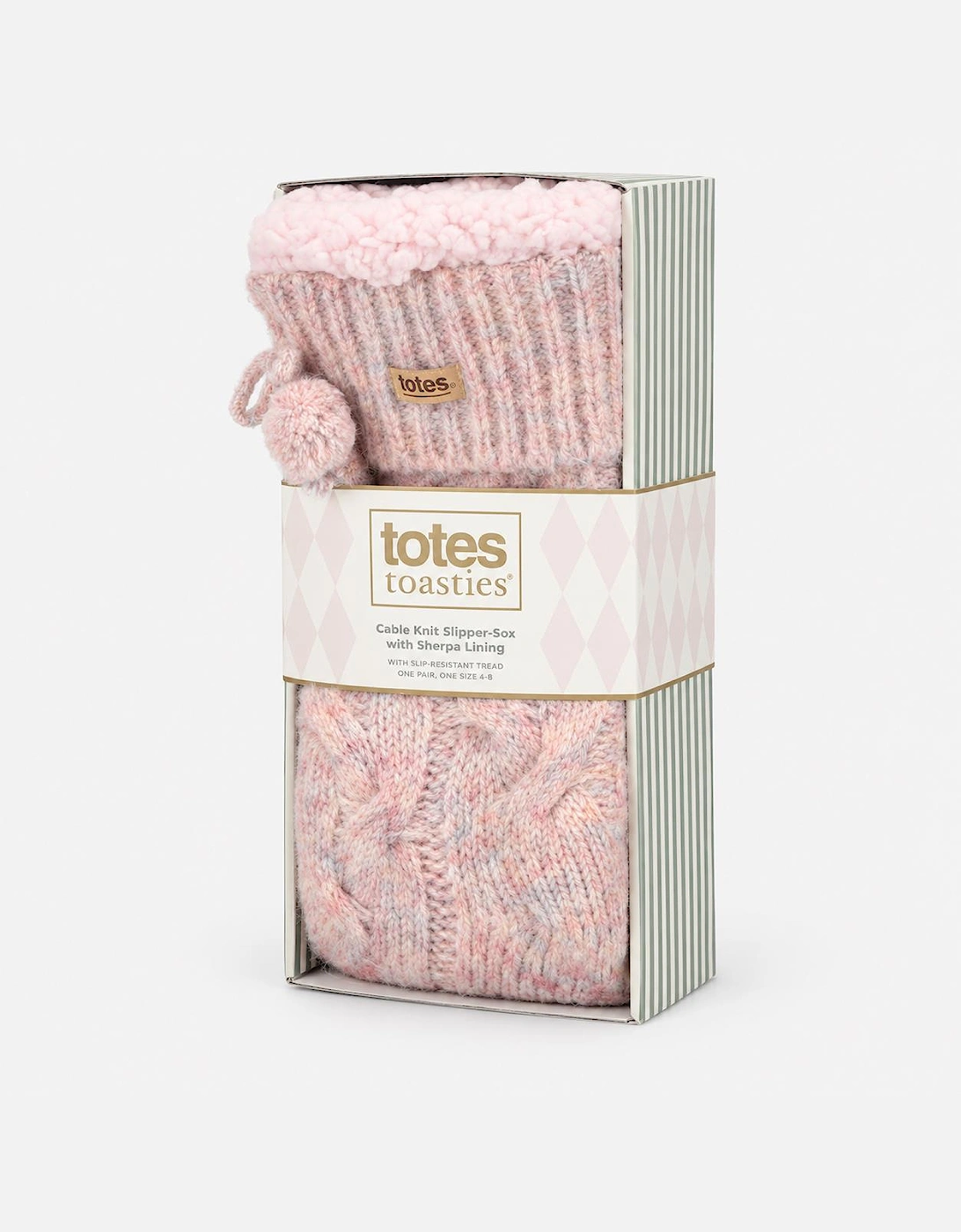 Totes Toasties PREMIUM CHUNKY KNIT SLIPPER SOCKS Womens Crew Socks Pink