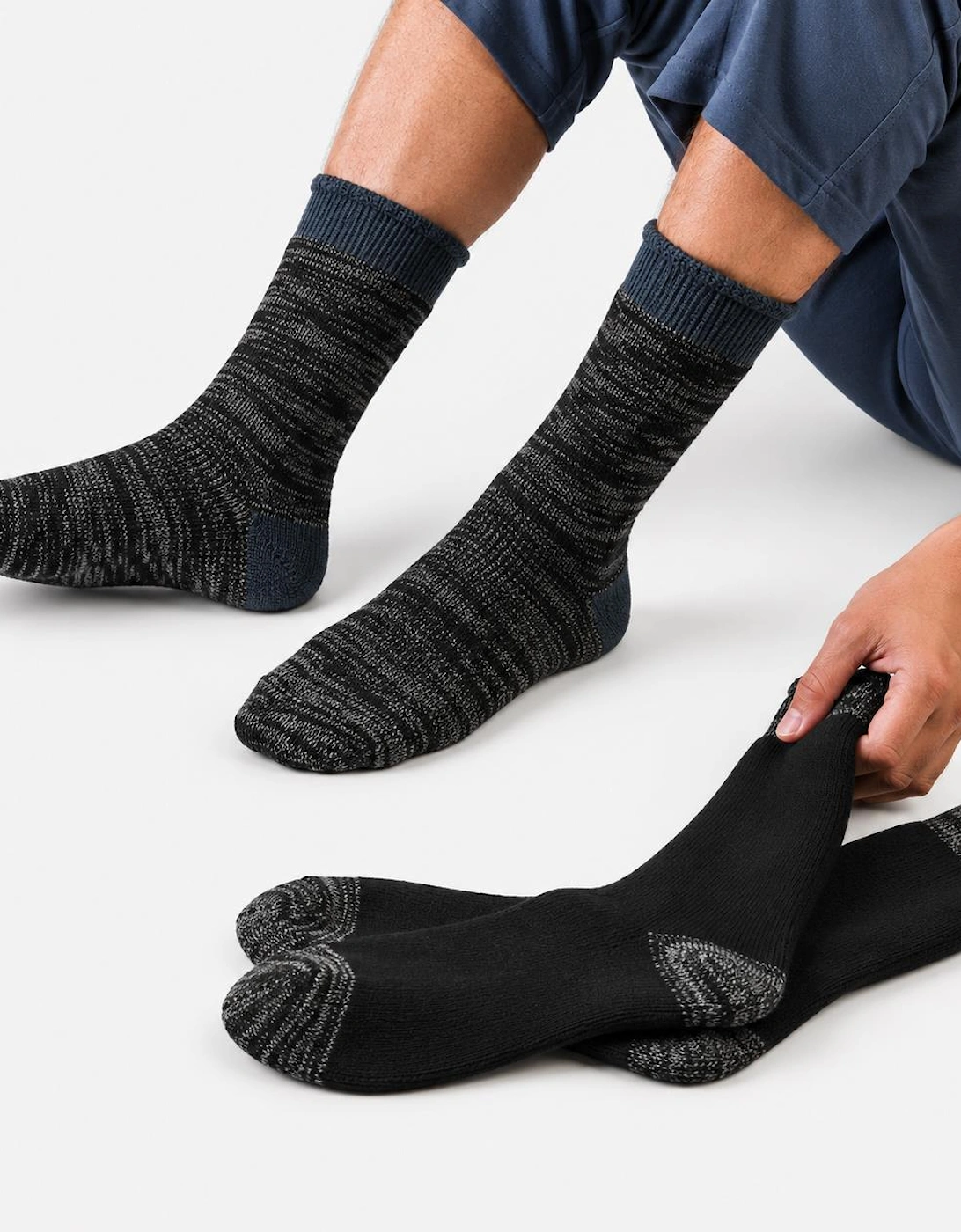 Totes Toasties 3.0 TOG BRUSHED INSIDE THERMAL LINED SOCKS (TWIN PACK) Mens Thermal Socks Black Twist