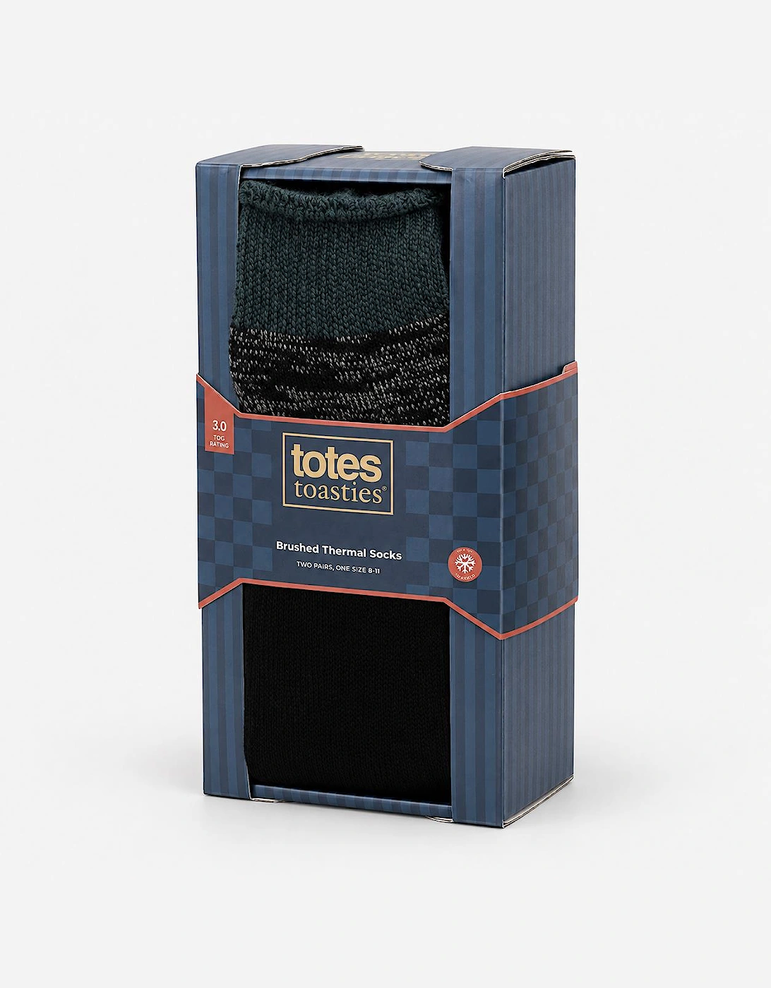 Totes Toasties 3.0 TOG BRUSHED INSIDE THERMAL LINED SOCKS (TWIN PACK) Mens Thermal Socks Black Twist