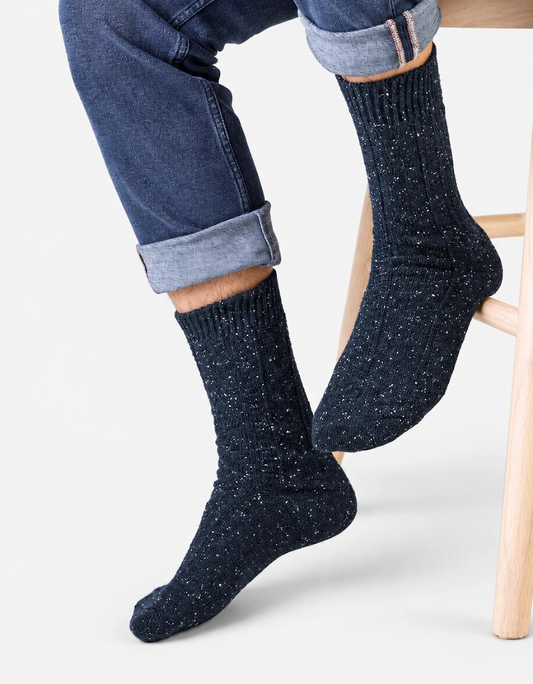 Totes Toasties WOOL BLEND THERMAL FAIR ISLE SOCKS (TWIN PACK) Mens Thermal Socks Navy Fair Isle