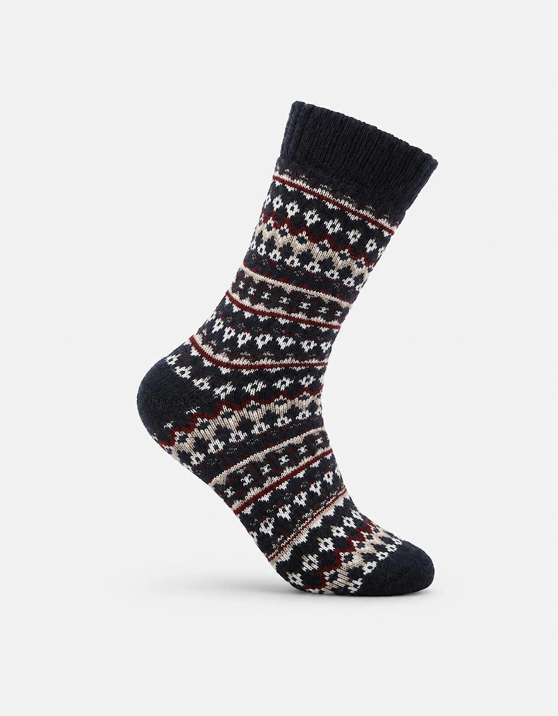 Totes Toasties WOOL BLEND THERMAL FAIR ISLE SOCKS (TWIN PACK) Mens Thermal Socks Navy Fair Isle