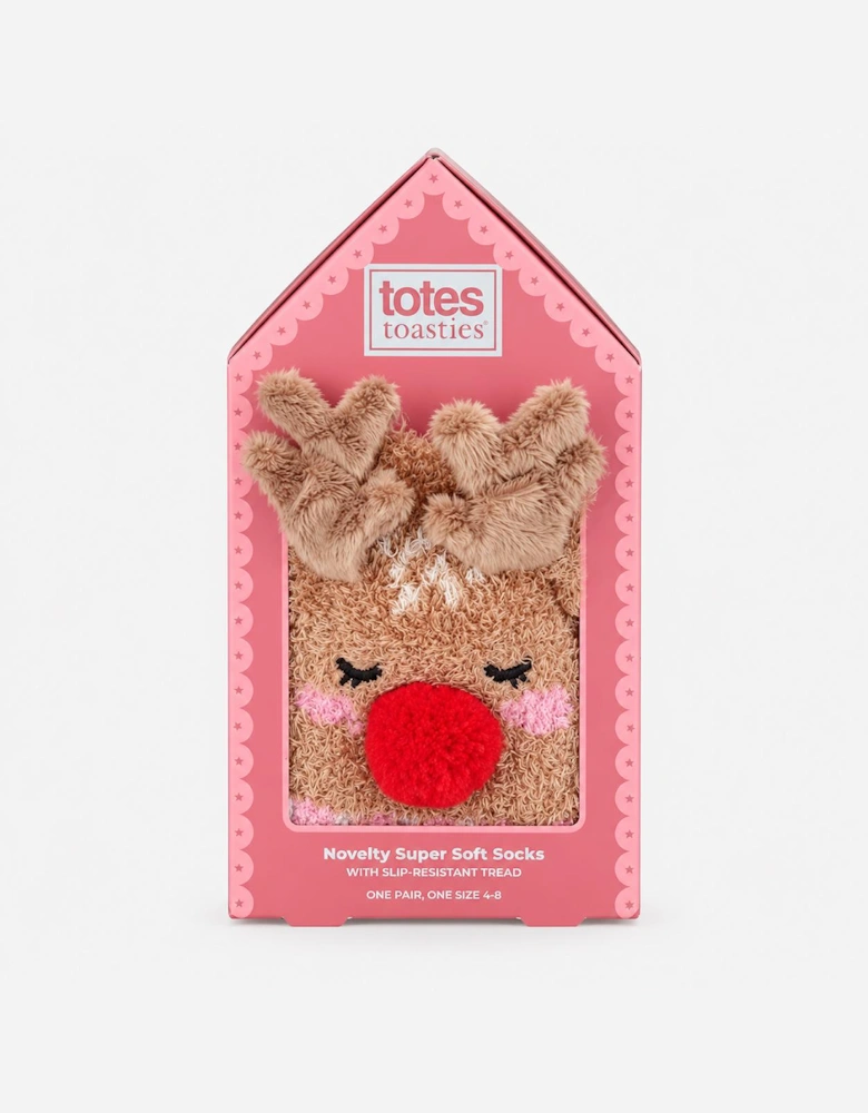 Totes Toasties NOVELTY SUPER SOFT SLIPPER SOCKS Womens Slipper Socks Reindeer