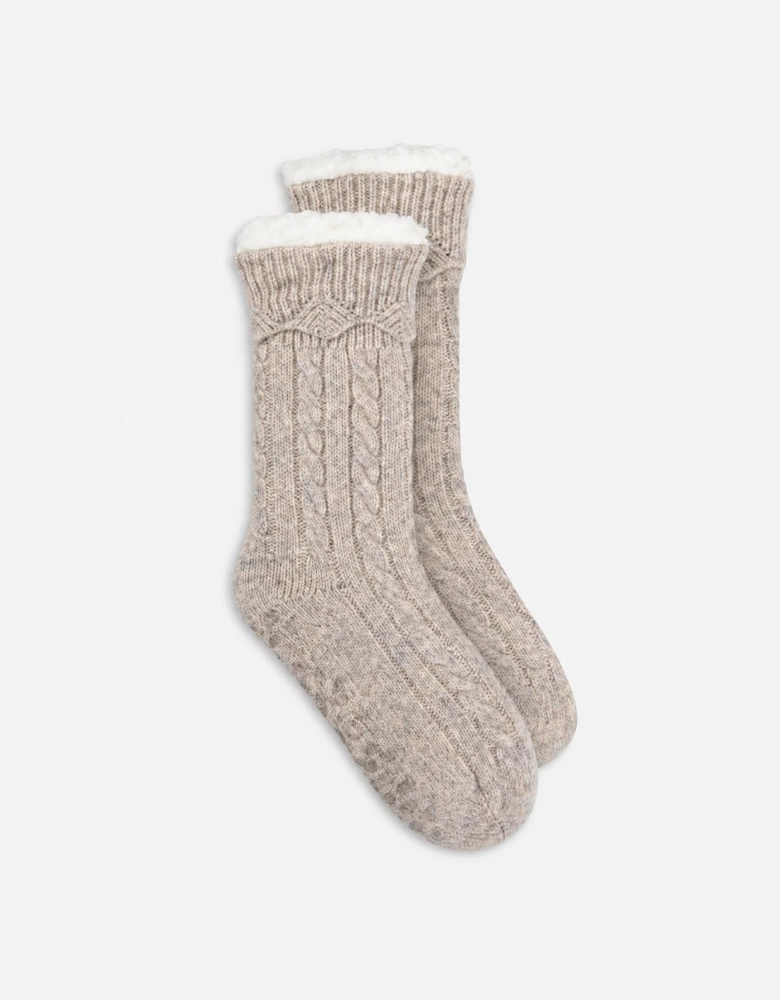 Totes Toasties TEXTURE SLIPPER SOCKS Womens Slipper Socks Oat