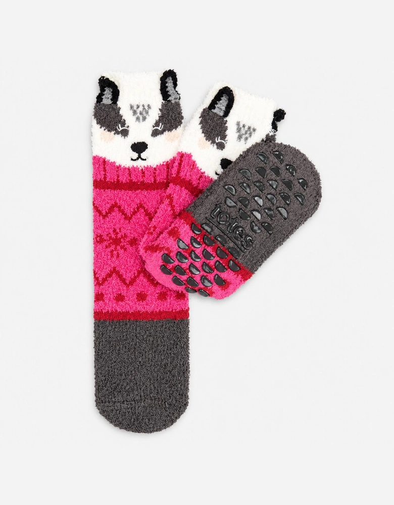 Totes Toasties NOVELTY SUPER SOFT SLIPPER SOCKS Womens Slipper Socks Badger