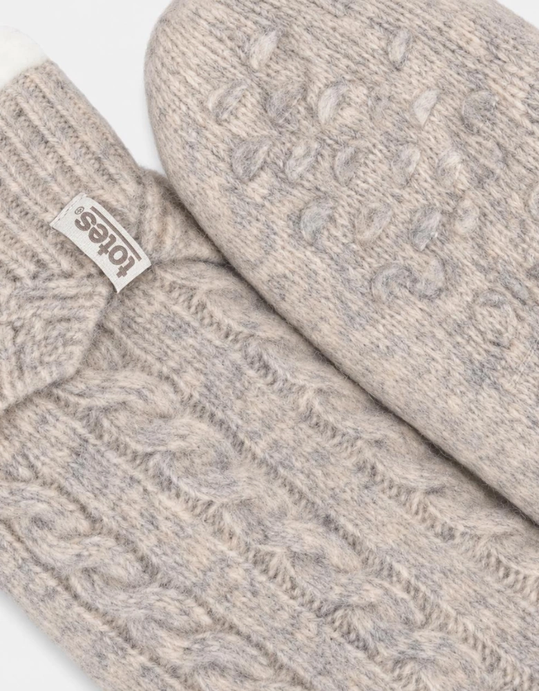 Totes Toasties TEXTURE SLIPPER SOCKS Womens Slipper Socks Oat