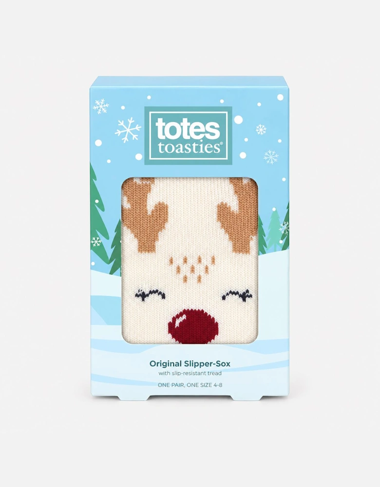 Totes Toasties SINGLE ORIGINAL SLIPPER SOCKS Womens Slipper Socks Reindeer