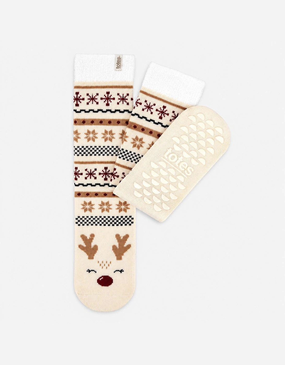Totes Toasties SINGLE ORIGINAL SLIPPER SOCKS Womens Slipper Socks Reindeer