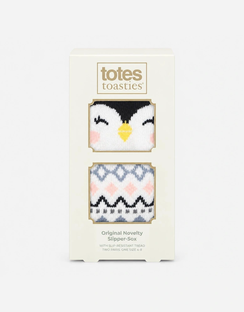 Totes Toasties ORIGINAL SLIPPER SOCKS (TWIN PACK) Womens Slipper Socks Penguin