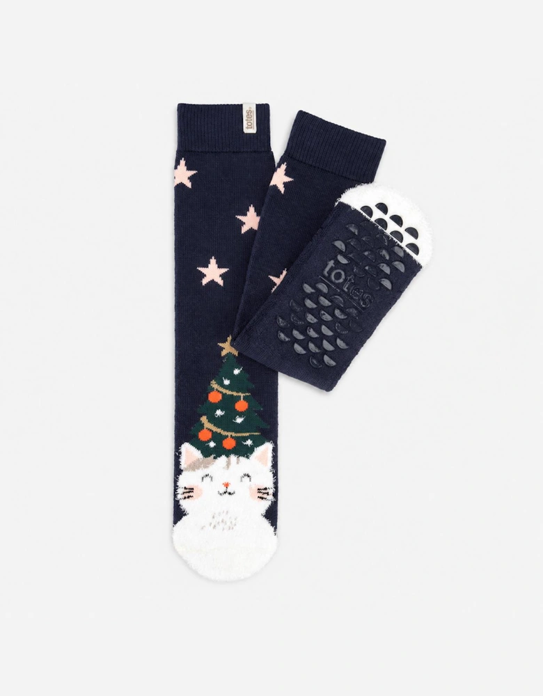 Totes Toasties SINGLE ORIGINAL SLIPPER SOCKS Womens Slipper Socks Cat